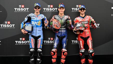 Da sinistra, Alex Marquez, Fabio Quartararo e Francesco Bagnaia